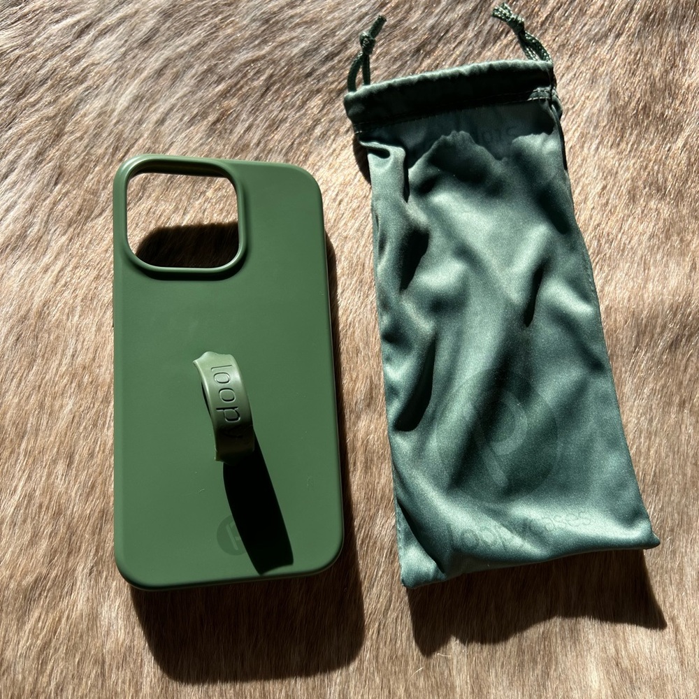 iPhone 13 Pro sage green loopy phone case